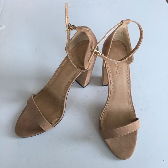 ASOS ankle strap heeled sandals suede‎ Womens Size 6.5 = US SIZE 8.5 Nude - Picture 2 of 8